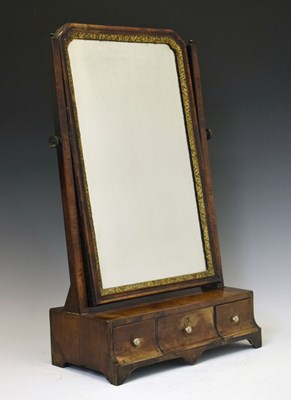 Lot 472 - Mid 18th century walnut swing dressing mirror
