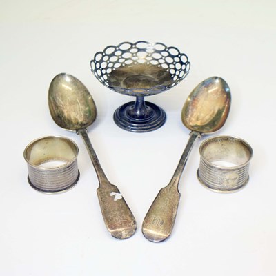 Lot 224 - Pair of Victorian silver table spoons, etc