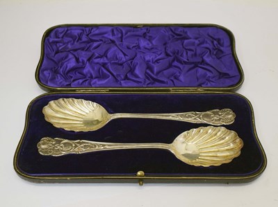 Lot 286 - Pair of George V silver serving spoons