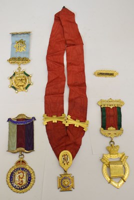 Lot 401 - The Royal Antediluvian Order of Buffaloes (RAOB) - Silver gilt Roll of Honour jewel, etc