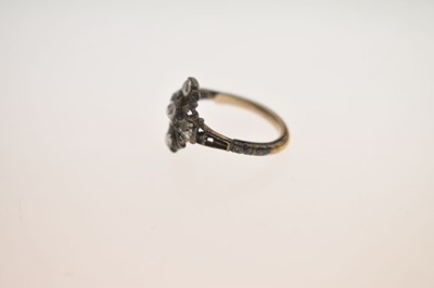 Lot Early 19th century diamond unmarked yellow metal and white metal ring