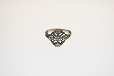 Lot Early 19th century diamond unmarked yellow metal and white metal ring