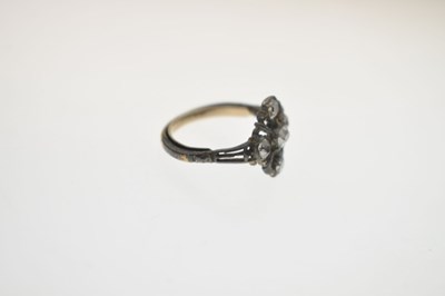 Lot Early 19th century diamond unmarked yellow metal and white metal ring