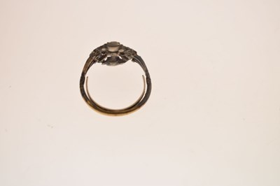Lot Early 19th century diamond unmarked yellow metal and white metal ring