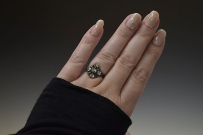Lot Early 19th century diamond unmarked yellow metal and white metal ring