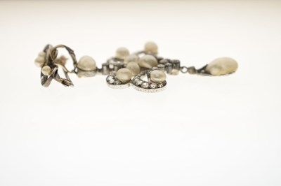 Lot Victorian diamond and pearl unmarked yellow metal and white metal pendant brooch