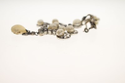 Lot Victorian diamond and pearl unmarked yellow metal and white metal pendant brooch