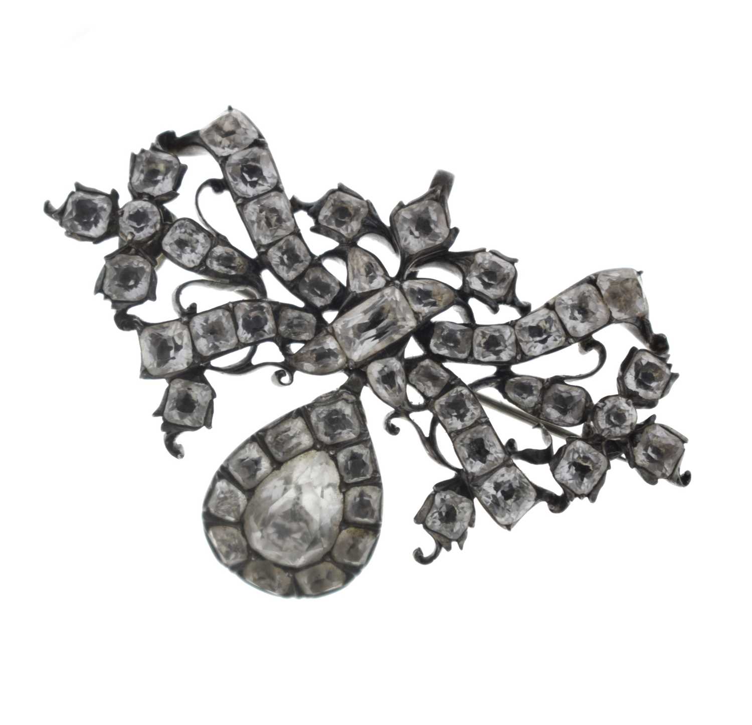 Lot Georgian paste unmarked silver pendant brooch