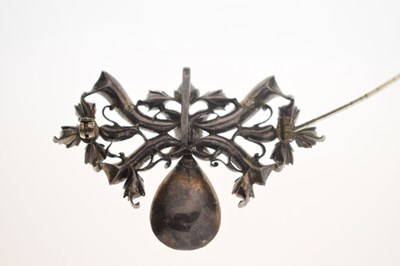 Lot Georgian paste unmarked silver pendant brooch