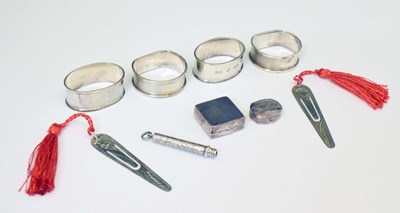 Lot 233 - Collection of silver items to include two pairs of Elizabeth II silver napkin rings, etc