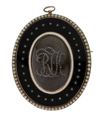 Lot Georgian enamelled mourning pendant brooch