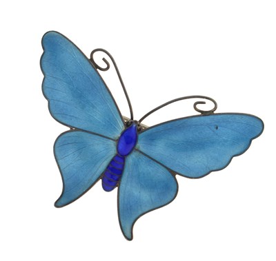 Lot Early 20th century enamelled silver butterfly brooch
