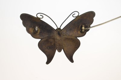 Lot Early 20th century enamelled silver butterfly brooch