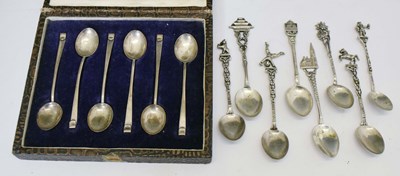 Lot 281 - Set of six George V silver demitasse coffee spoons