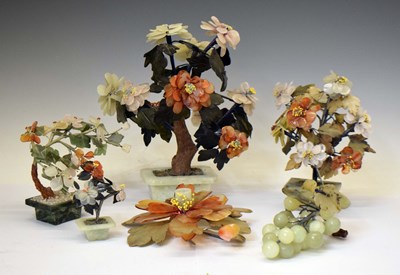 Lot 642 - Group of Chinese jade and other hardstone trees
