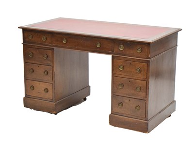 Lot 810 - Early 20th century oak twin pedestal desk