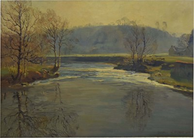 Lot 712 - Donald Henry Floyd (1892-1965) - Oil on canvas - River Monnow at Rockfield Park