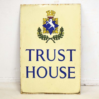 Lot 419 - Advertising - Mid 20th century enamel for sign for Trust House Ltd hotel group