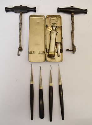 Lot 453 - Two 19th Century tooth keys or Clef de Garengeot, etc