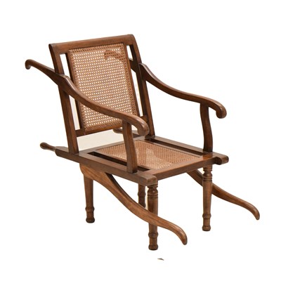 Lot 776 - Edwardian beech and fruitwood 'Plantation' chair, 'Alfred Carter Holborne London'.