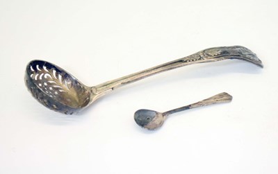 Lot 289 - William IV King's pattern silver sugar sifter, and a silver salt spoon