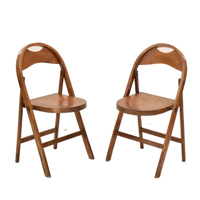 Lot 722 - Attributed to Thonet - Pair of B751 bentwood and plywood folding chairs