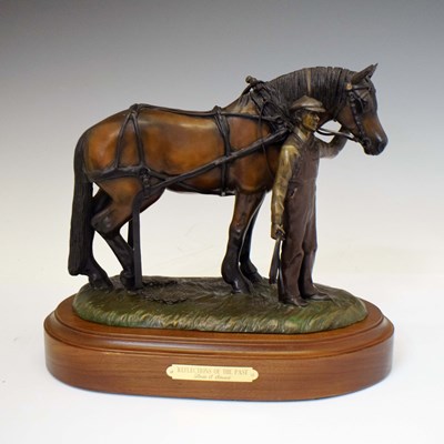 Lot 393 - Linda Stewart (Canadian) - Limited edition cast equestrian group, 'Reflections of the Past'