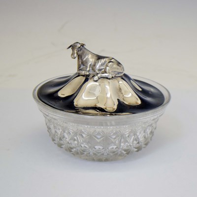 Lot 246 - William IV silver lidded cut glass butter dish
