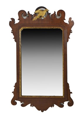 Lot 757 - Mid 18th century style inlaid mahogany fret-frame wall mirror
