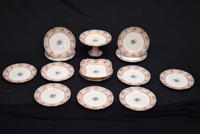 Lot 615 - Early 20th century Aynsley pink ground part dessert service