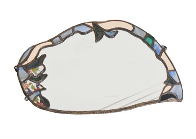 Lot 728 - Leaded glass 'decoupage' wall mirror with glass and ceramic shards
