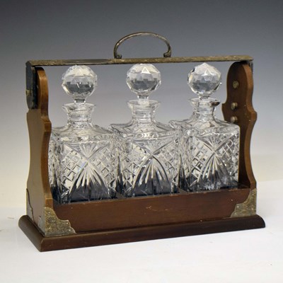 Lot 429 - Early 20th century silver plate mounted mahogany Tantalus