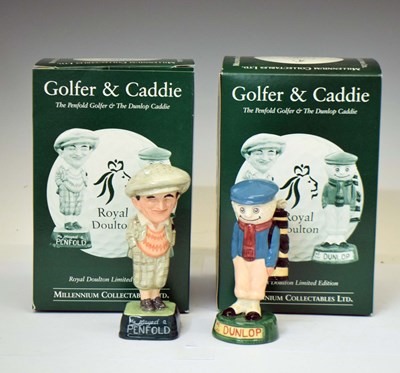 Lot 605 - Royal Doulton - Two limited edition 'Golfer & Caddie' figures