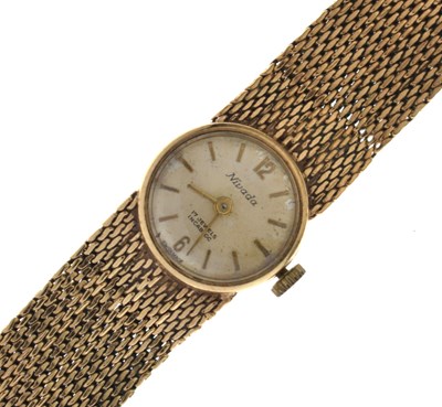 Lot 208 - Nivada - Lady's 9ct gold bracelet watch
