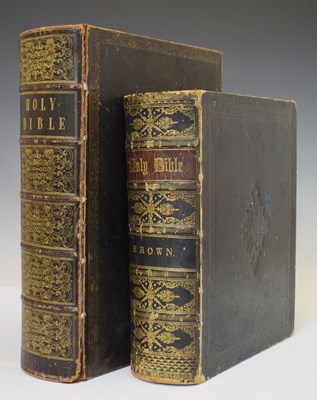Lot 668 - Two Victorian large leather bound Bibles