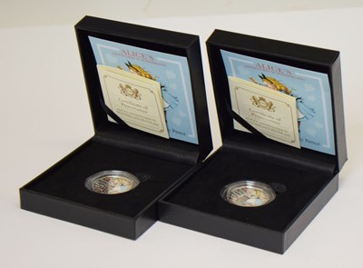 Lot 315 - Two Isle of Man - Elizabeth II enamelled silver proof 50p coin celebrating Alice in Wonderland, 2021