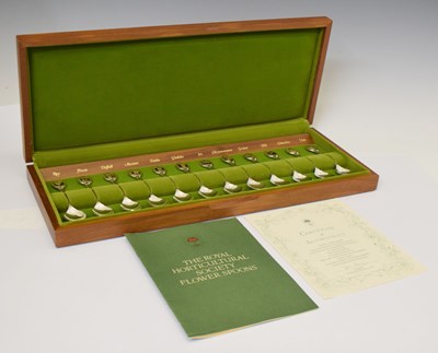 Lot 261 - RHS - Elizabeth II part set of ten silver flower spoons