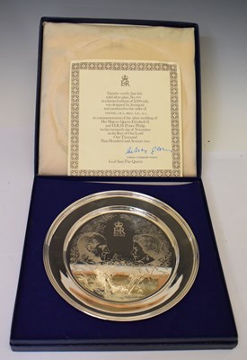 Lot 240 - Annigoni - Queen Elizabeth II limited edition silver presentation plate