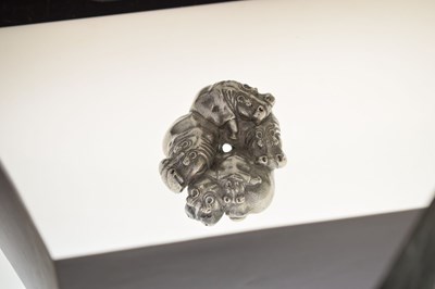 Lot Patrick Mavros cast silver hippopotamus group 'Hippo Happy Days in Silver'