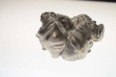 Lot Patrick Mavros cast silver hippopotamus group 'Hippo Happy Days in Silver'