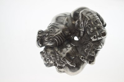 Lot Patrick Mavros cast silver hippopotamus group 'Hippo Happy Days in Silver'