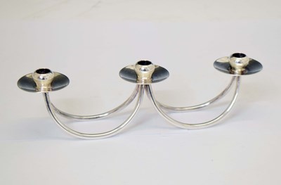 Lot 431 - Mid 20th century Danish silver-plated three-light table candleabrum