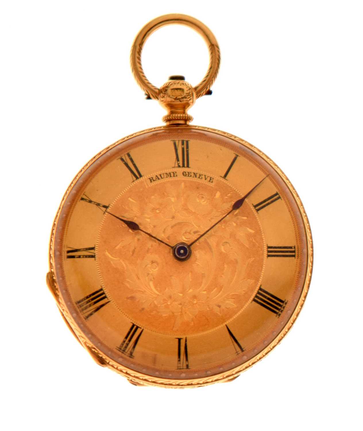 Lot Baume, Geneve - Early 20th century 18K yellow metal open face fob watch