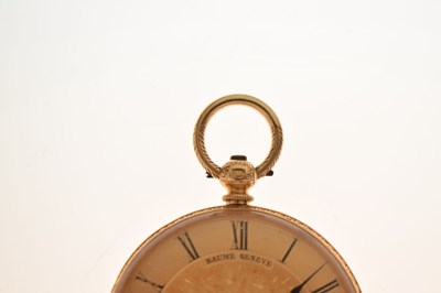 Lot Baume, Geneve - Early 20th century 18K yellow metal open face fob watch