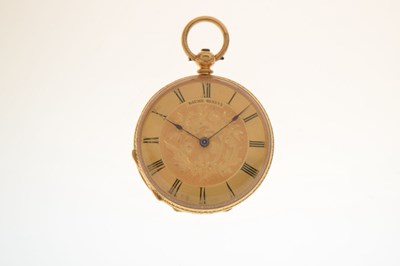 Lot Baume, Geneve - Early 20th century 18K yellow metal open face fob watch
