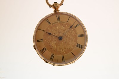 Lot Baume, Geneve - Early 20th century 18K yellow metal open face fob watch