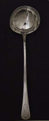 Lot George III Old English pattern silver ladle