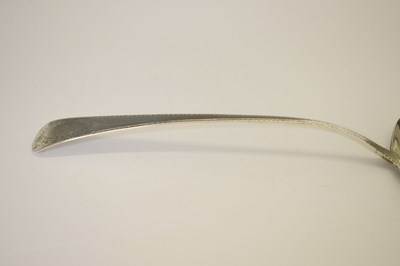 Lot George III Old English pattern silver ladle