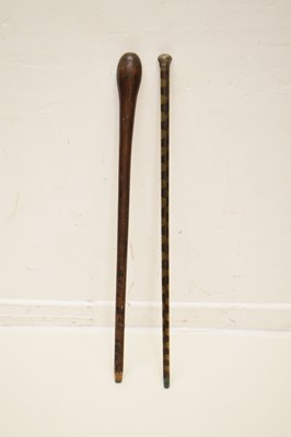 Lot 375 - Early 20th century white metal topped snake skin walking stick