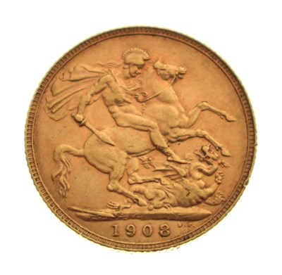 Lot 298 - Edward VII gold sovereign, 1908
